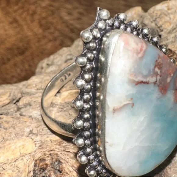 Larimar Natural Gemstone vintage Ring